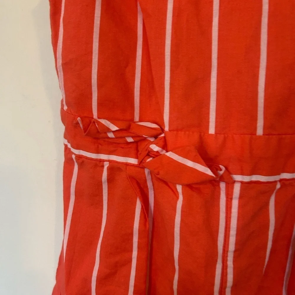 Girl's Janie and Jack Coral Orange Striped Jumpsuit Size 4 Cut out back